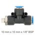 Pu Hose Fitting Tee 10mm X 10mm X 1/8'm